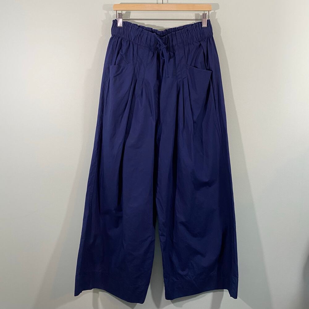 Maeve By Anthropologie Women Navy Super High Rise Wide Leg Pull On Pants Size M